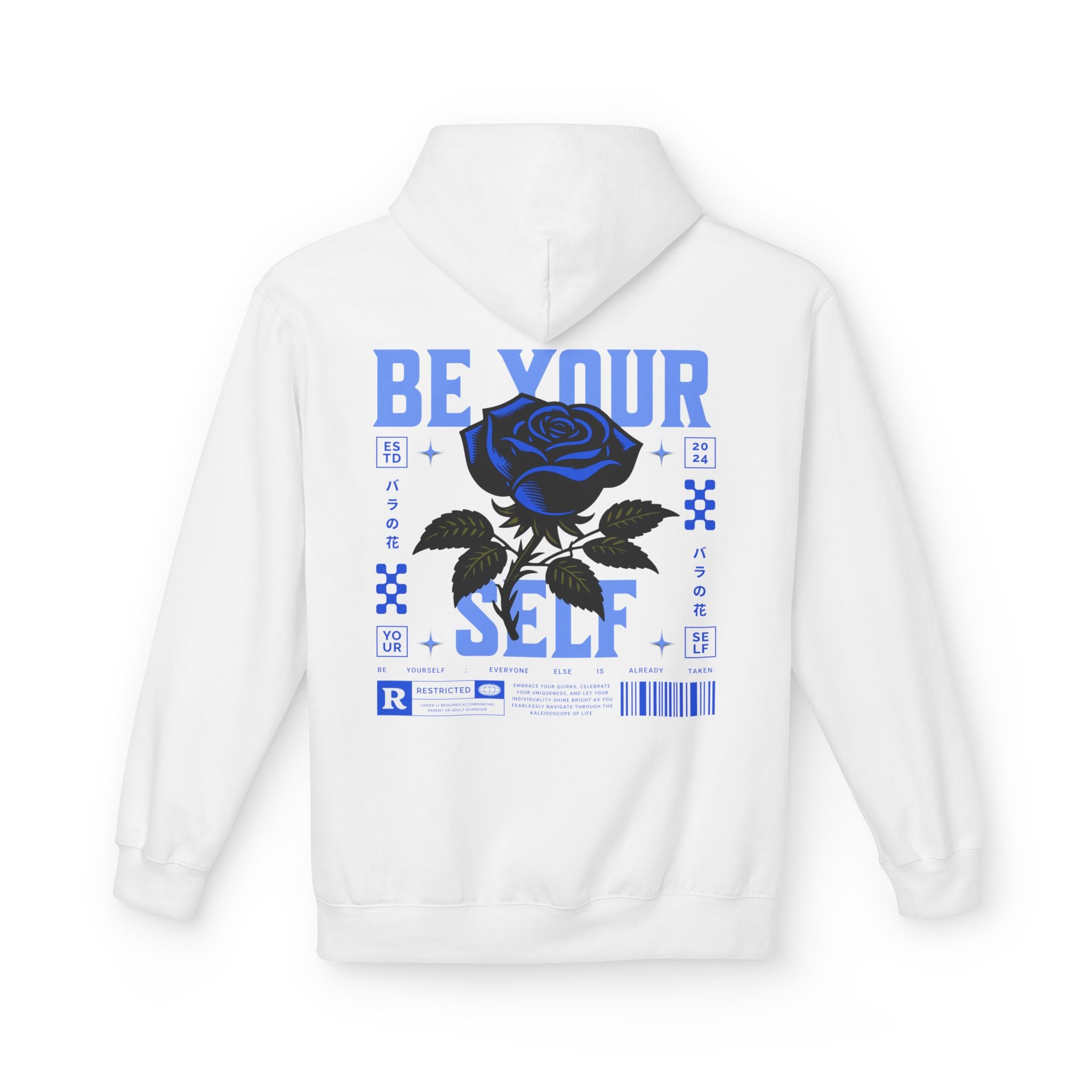 Be Yourself Blue Floral Fleece Unisex Hoodie