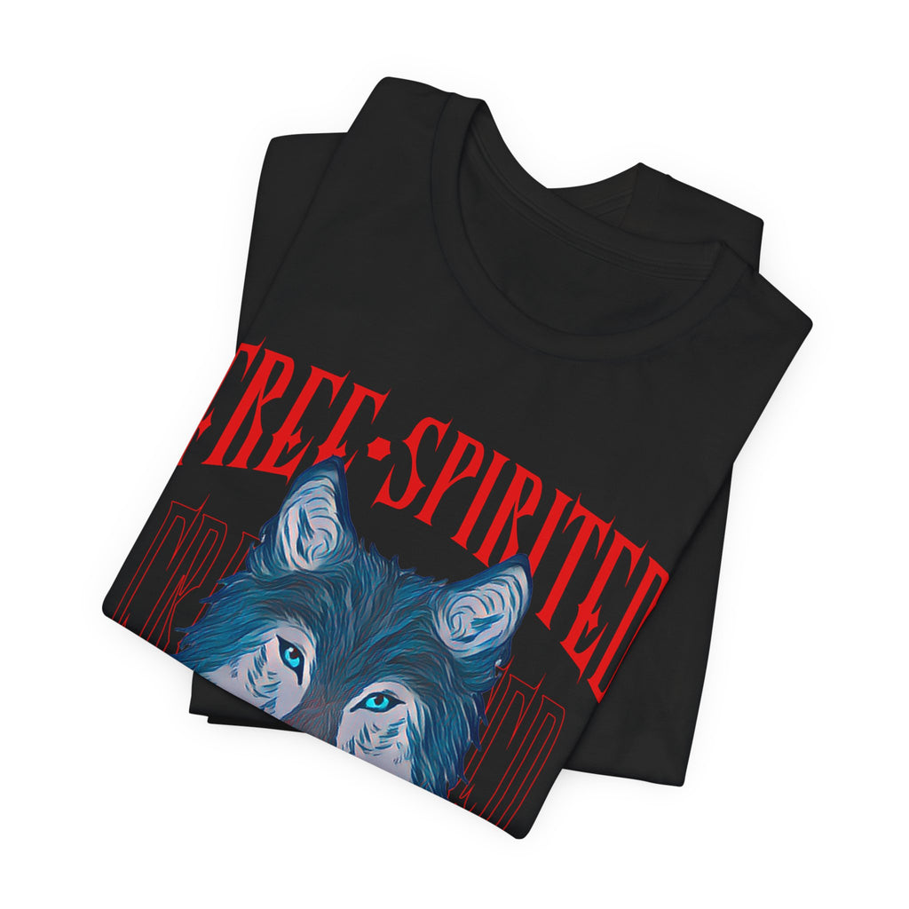 Free-Spirited Wolf Tee — Graphic Wolf with Rose T-Shirt