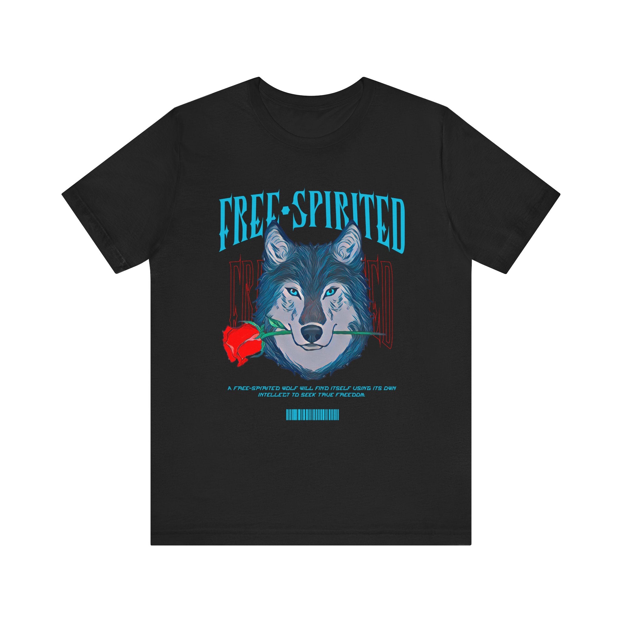 Free-Spirited Wolf T-Shirt – Vintage Wolf Graphic with Rose