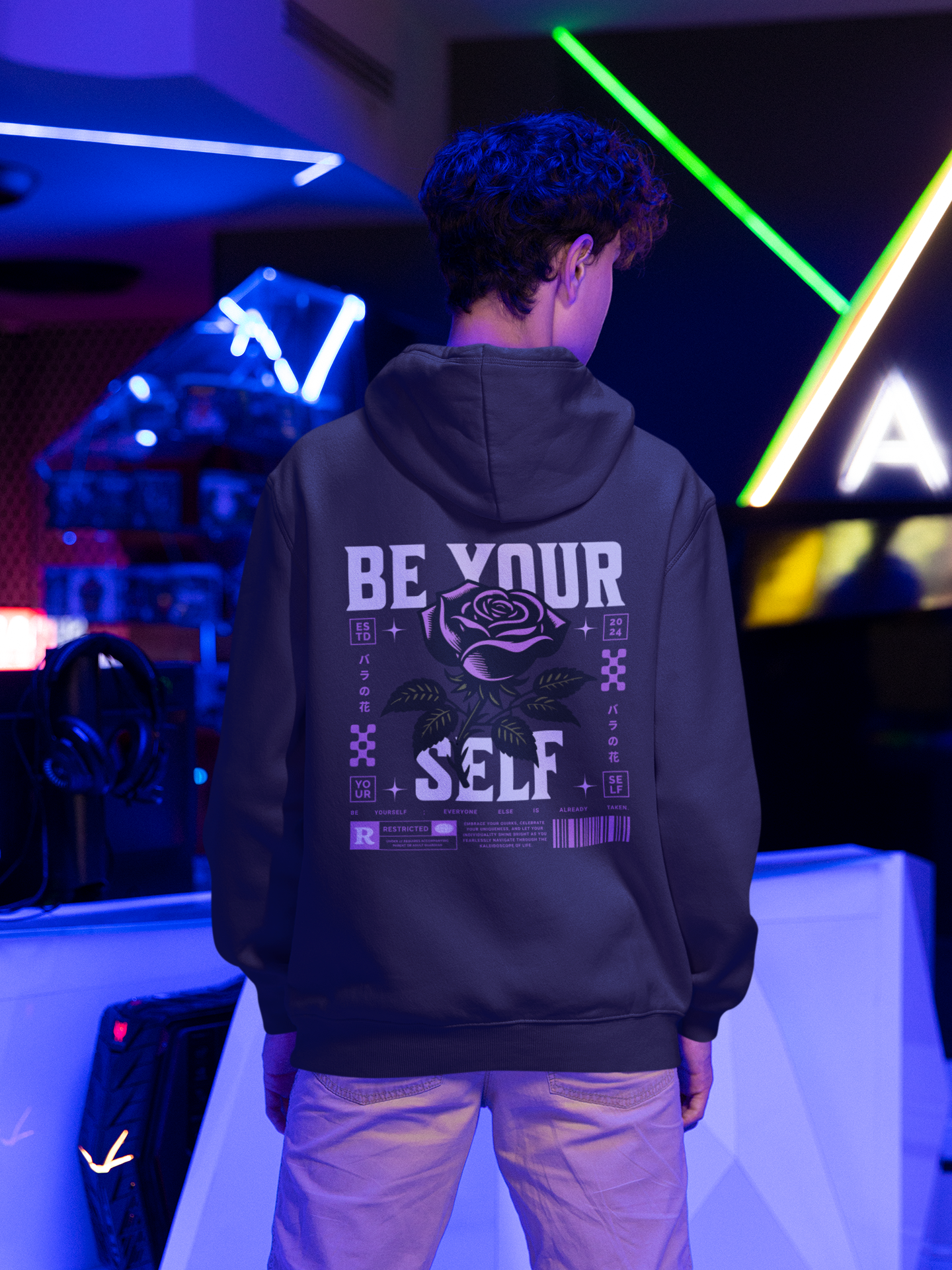 Be Yourself Purple/Pink Rose Graphic Unisex Hoodie