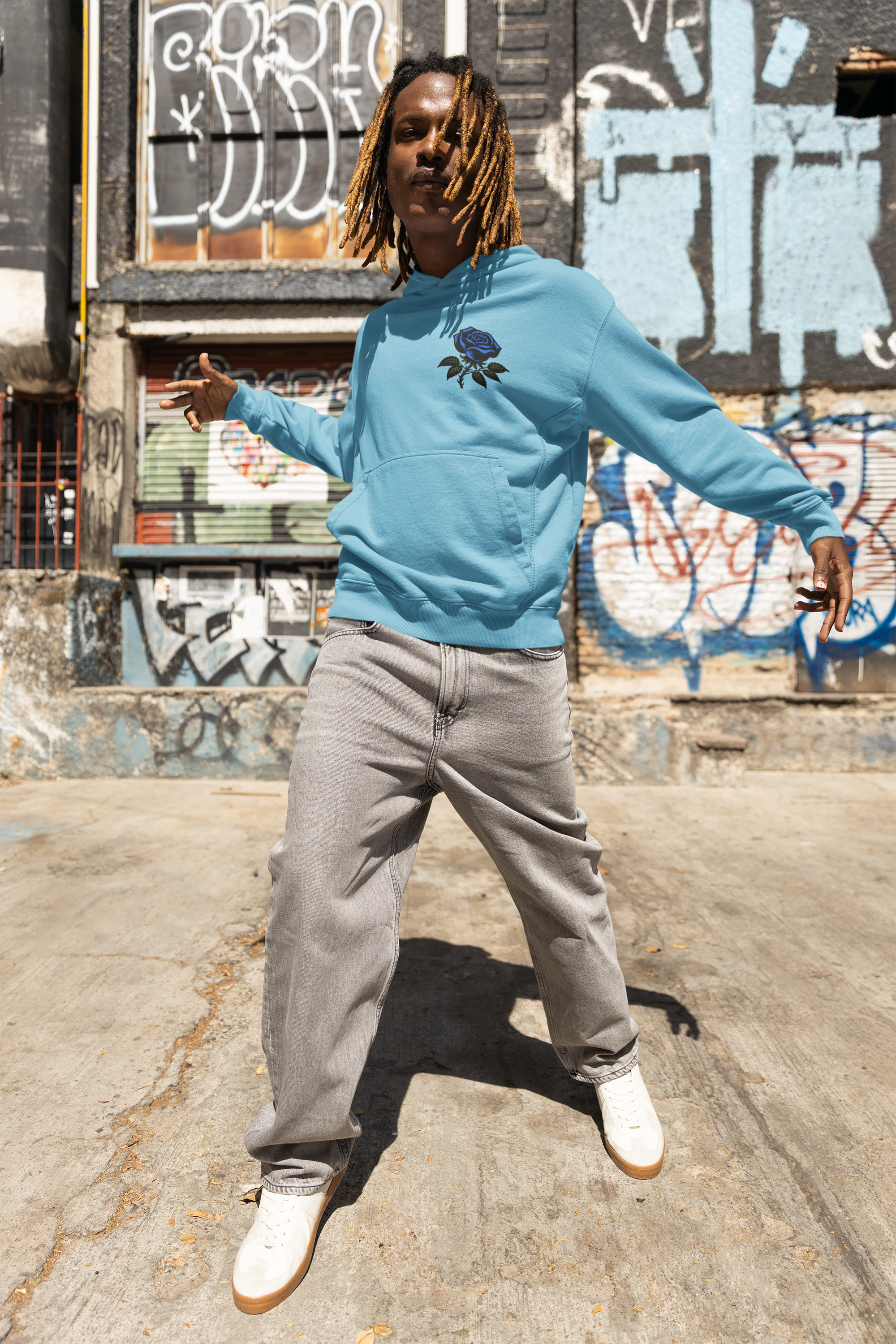 Be Yourself Blue Floral Fleece Unisex Hoodie