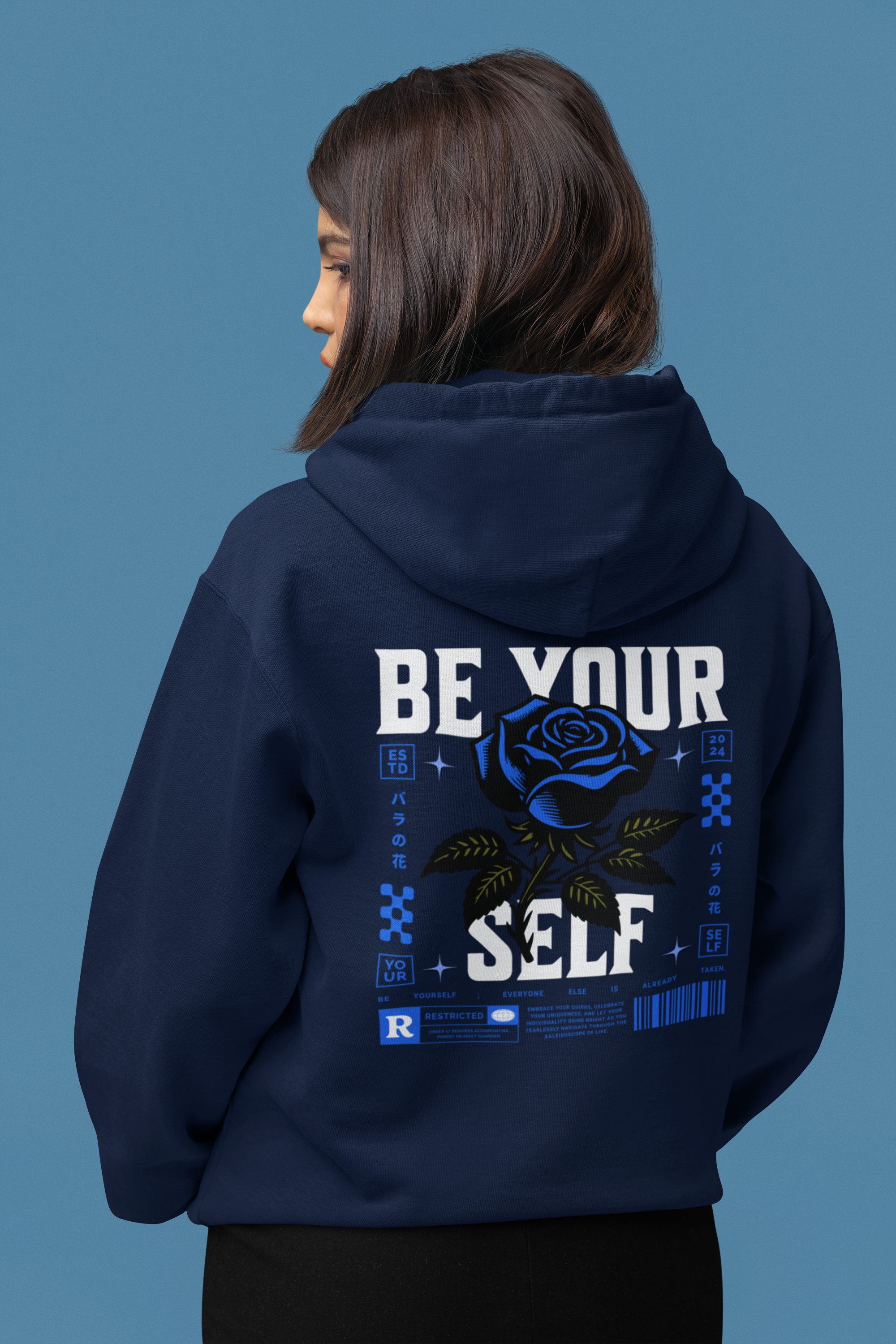 Be Yourself Blue Floral Fleece Unisex Hoodie