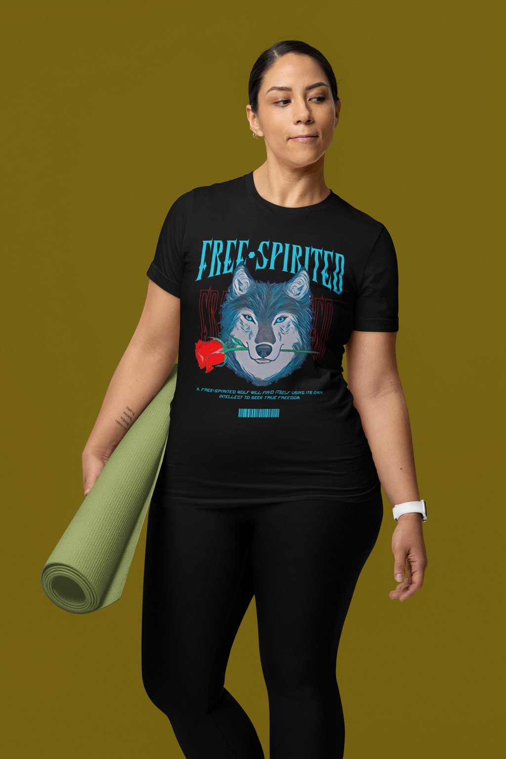 Free-Spirited Wolf T-Shirt – Vintage Wolf Graphic with Rose