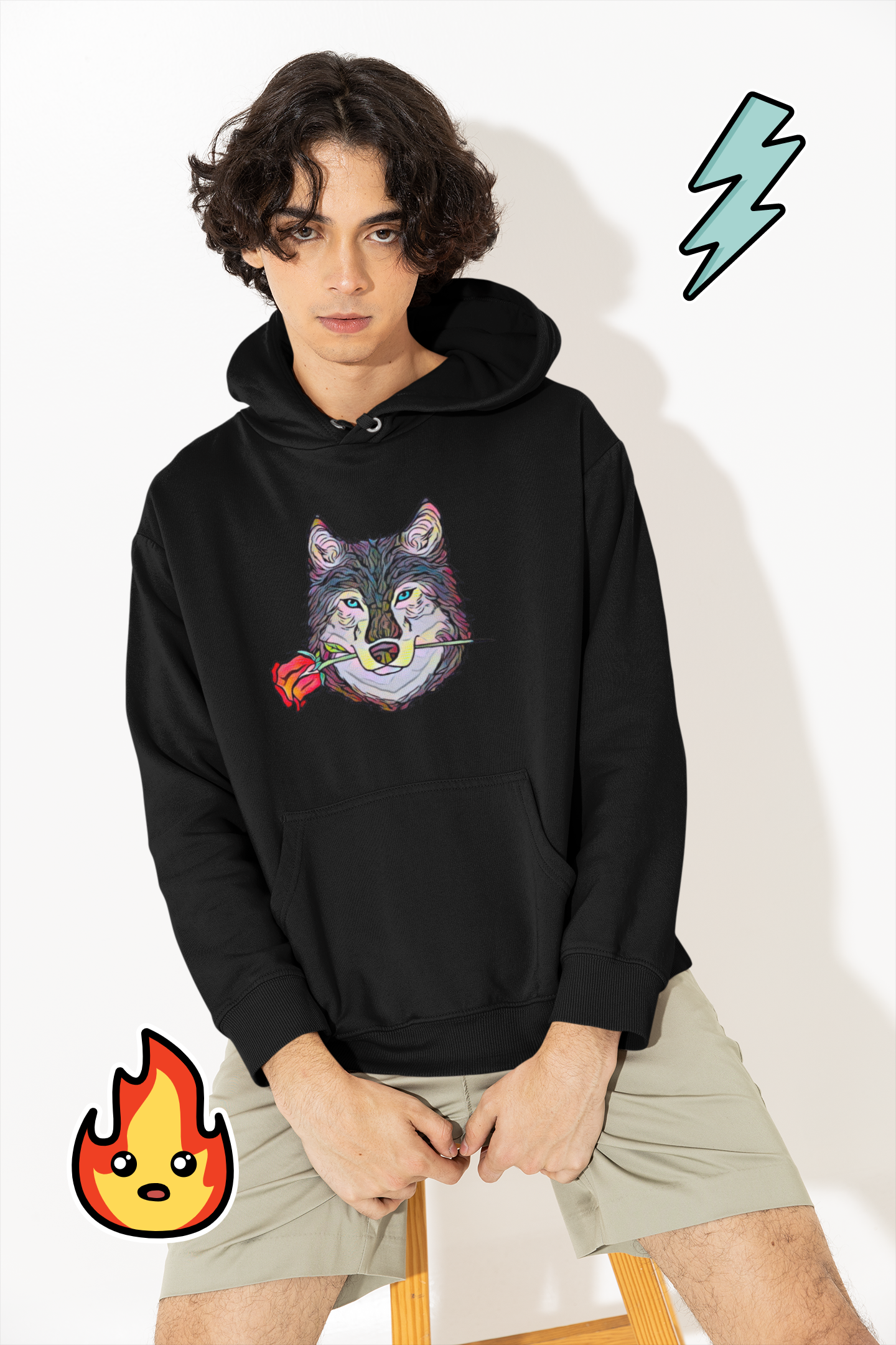 Abstract Inspired Wolf Graphic Hoodie