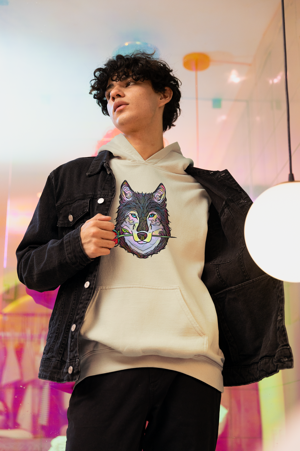 Abstract Inspired Wolf Graphic Hoodie