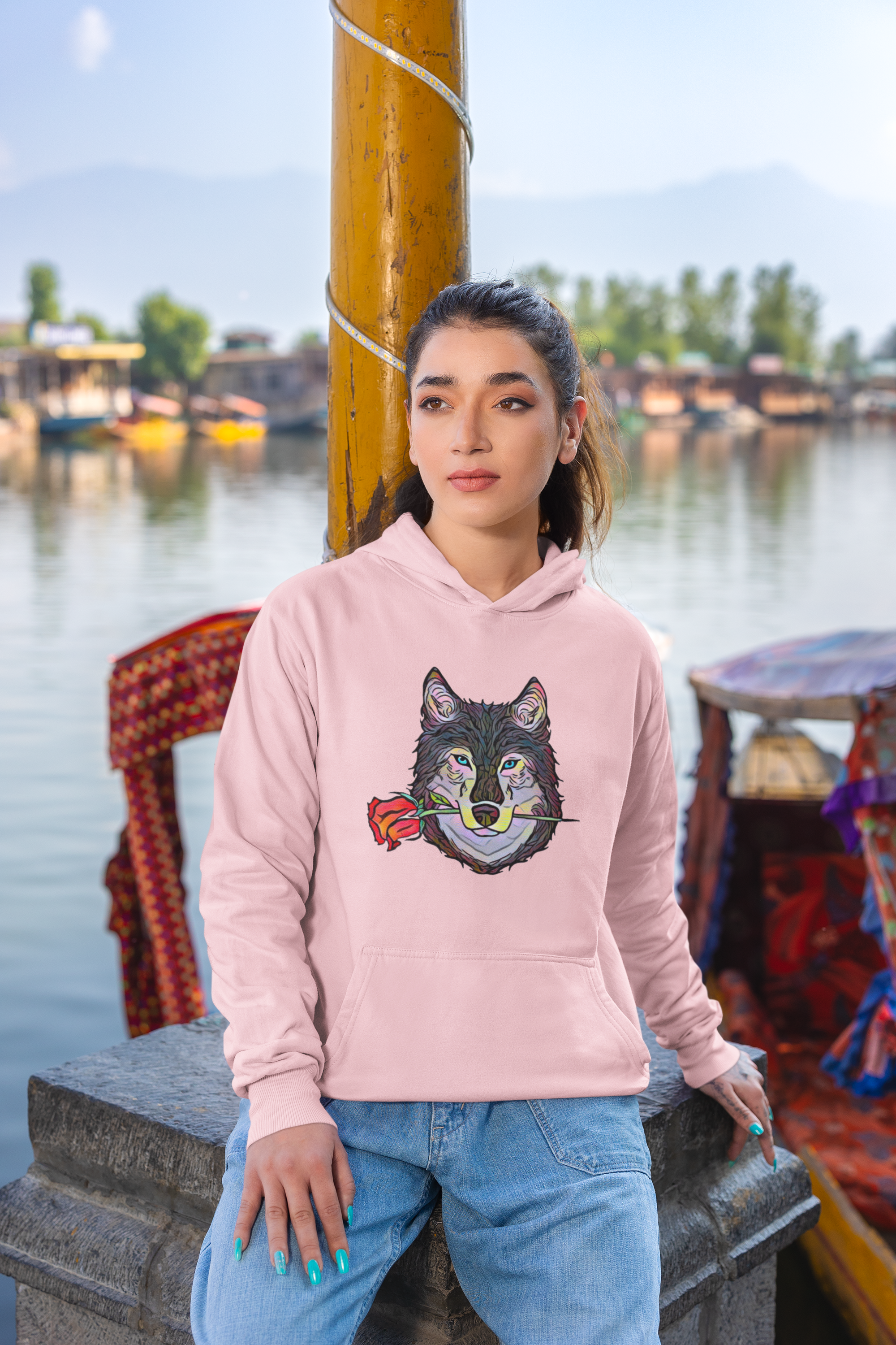 Abstract Inspired Wolf Graphic Hoodie