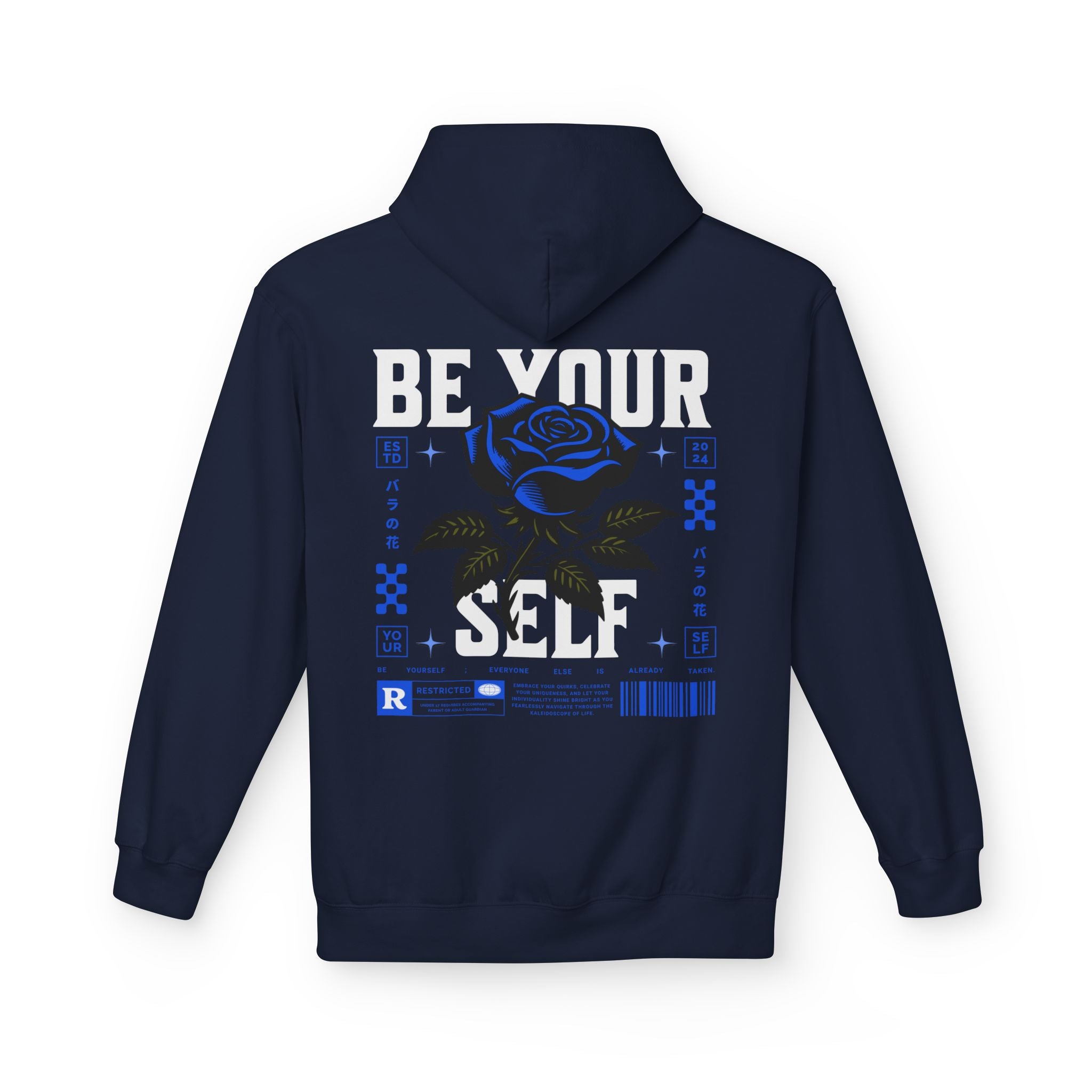 Be Yourself Blue Floral Fleece Unisex Hoodie