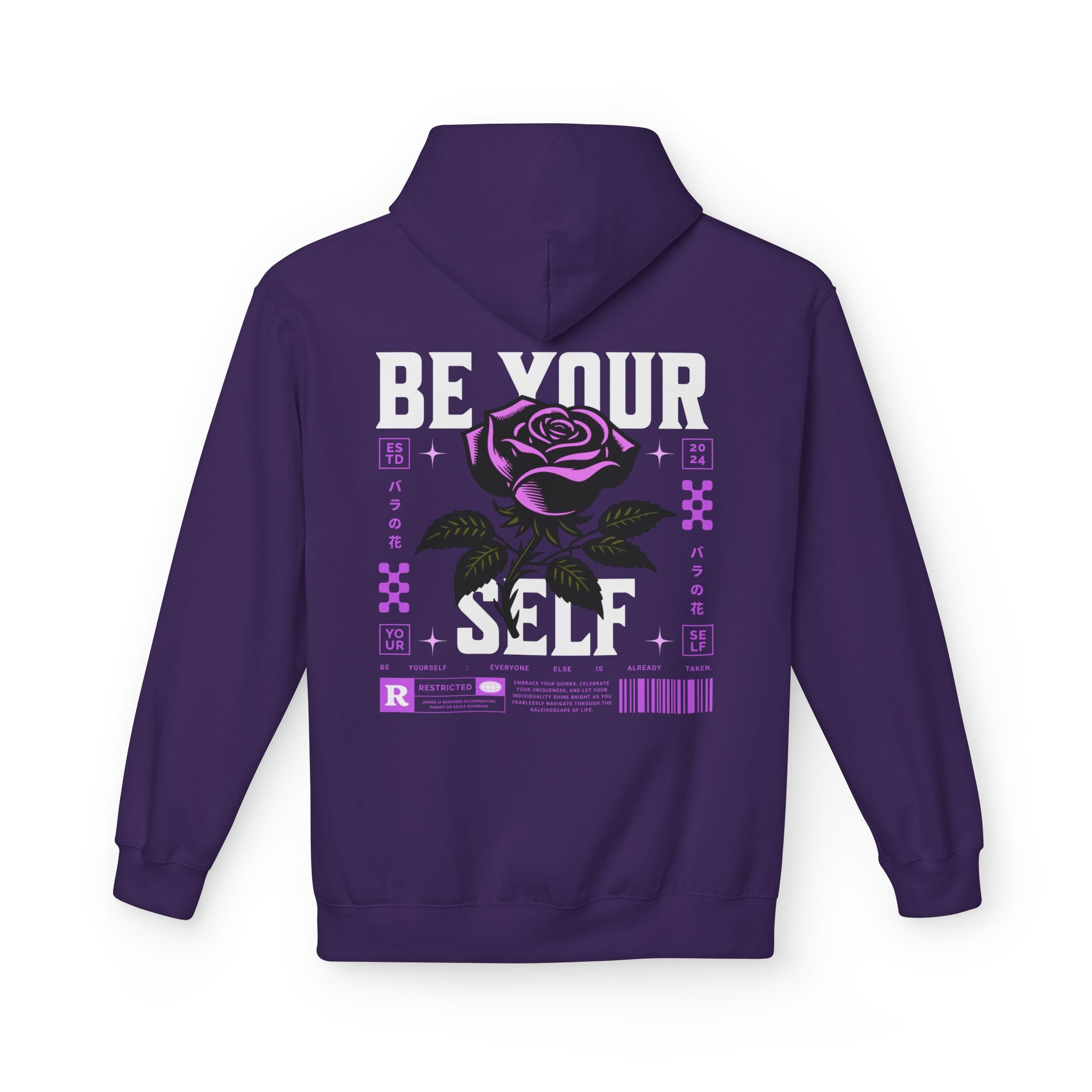 Be Yourself Purple/Pink Rose Graphic Unisex Hoodie