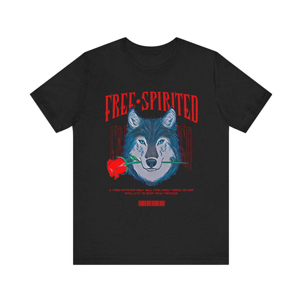 Free-Spirited Wolf Tee — Graphic Wolf with Rose T-Shirt