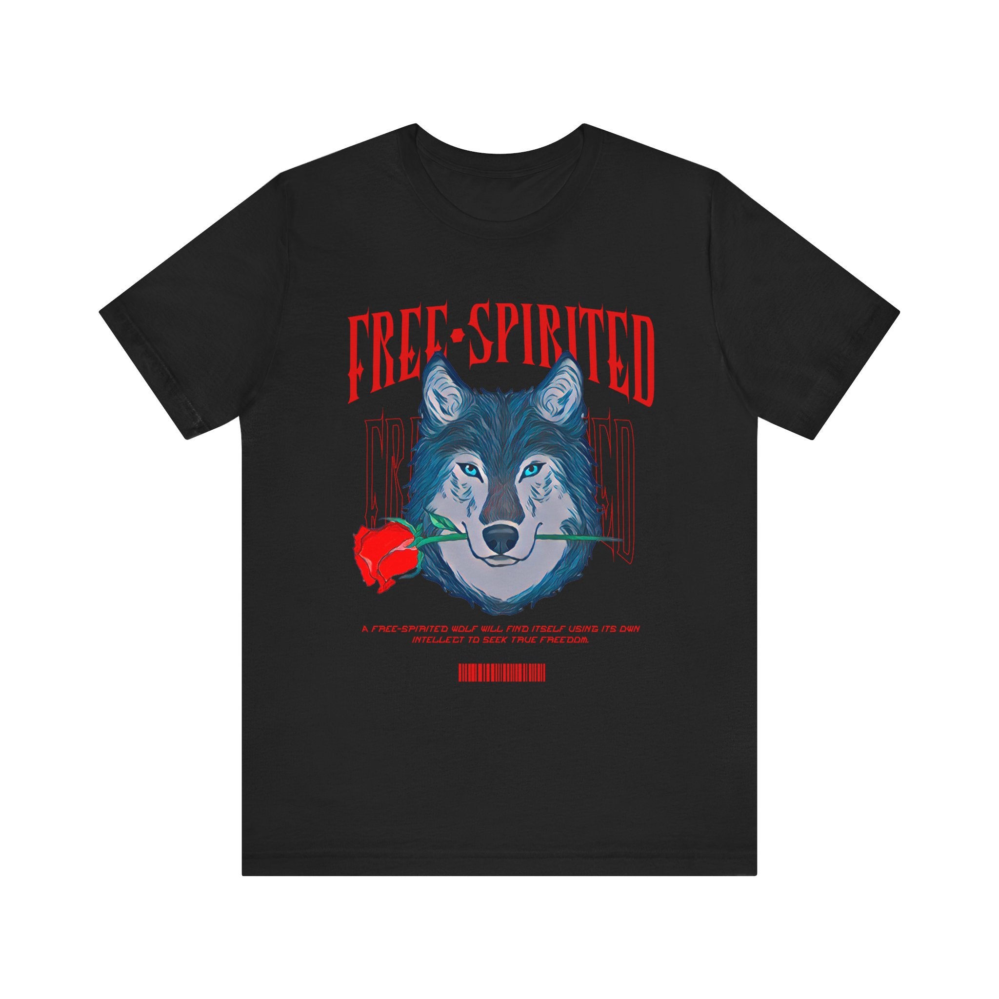 Free-Spirited Wolf Tee — Graphic Wolf with Rose T-Shirt